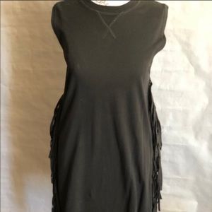 McQ Black Mini Dress with Side Fringe